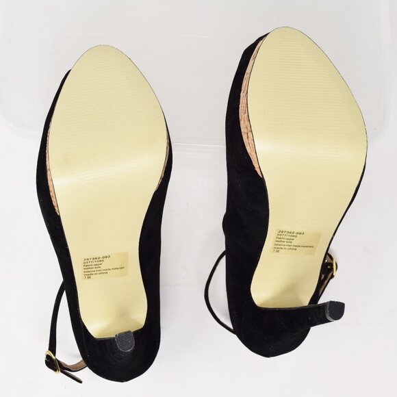 Colin Stuart Heels Peep Toe Ankle Strap 7.5B Black Platform New Victoria Secret - Picture 15 of 15